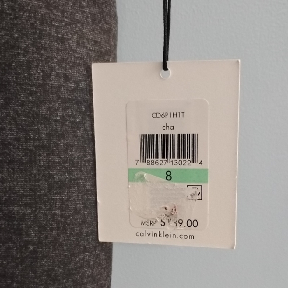 NWT ⭐ Elegant Calvin Klein Dark Gray Long Midi Dress Size 8 - Picture 4 of 7